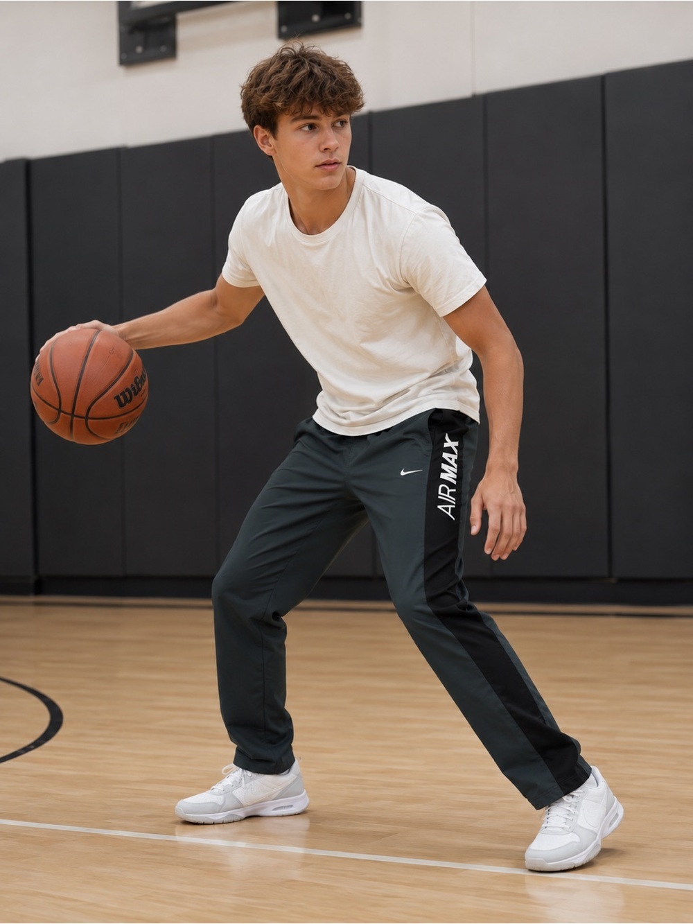 Nike Air Max Track Pants in Charcoal Gray with Black Panels